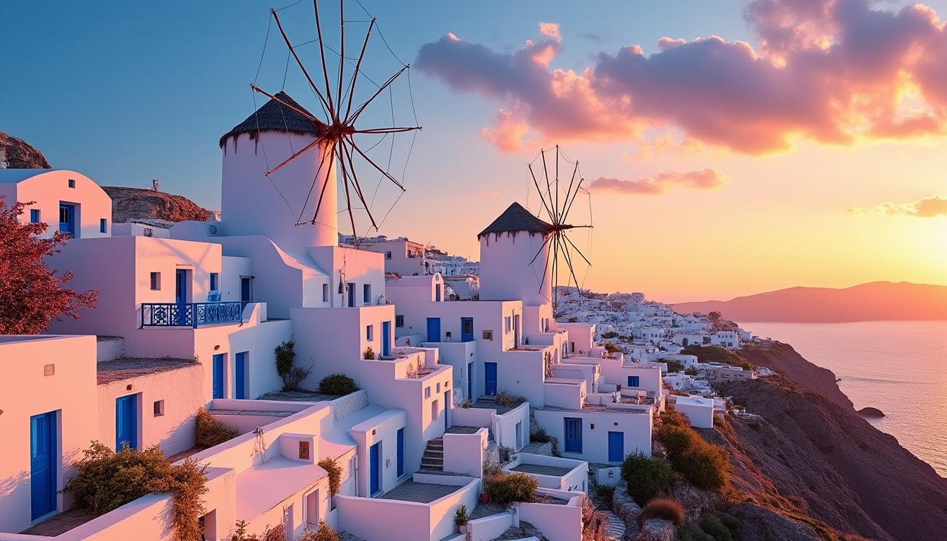 semaine entre santorin et mykonos: itinéraire chic et bleu, dômes bleus, plages, couchers de soleil, ferries et conseils pour un voyage inoubliable.